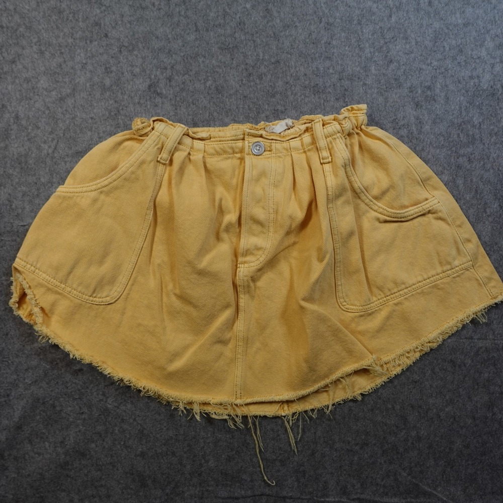 Anthropologie Pilcro‎ Skirt Womens XS/X? Yellow Mini Denim Button Fly Cotton